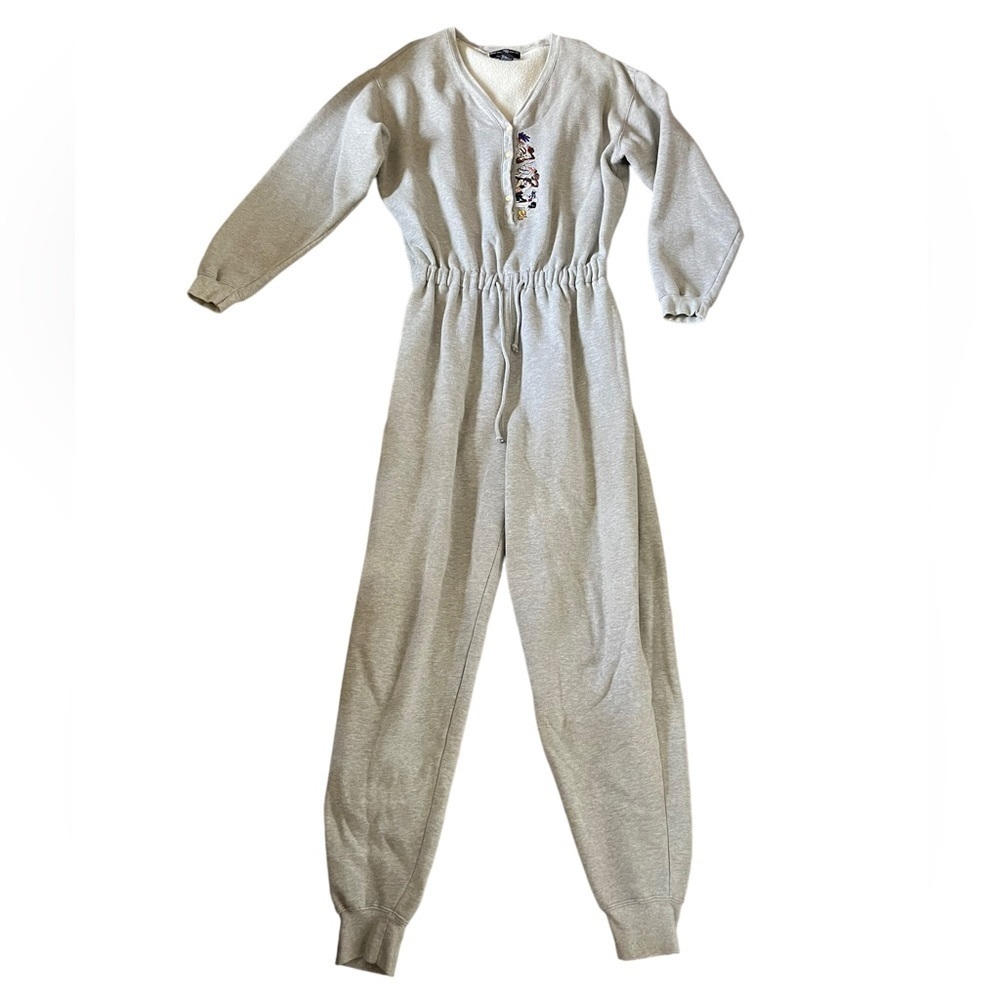 Vintage 1995 Warner Bros Looney Tunes Fleece Jumpsuit Pajamas L